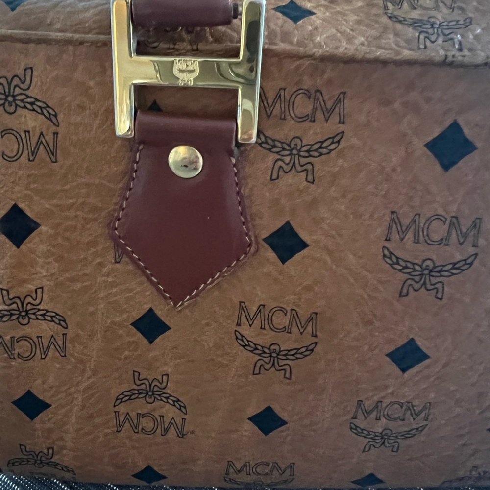 MCM Leather-Trimmed Visetos Boston Tote Bag Authentic EUC + unbranded dust bag - Picture 10 of 16